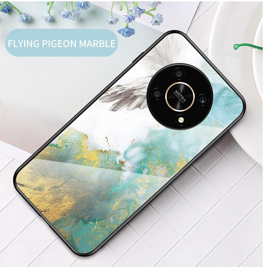Deksel For Honor 50 Pro 50 se X8 X9 X7 7A Pro 7s 20 50 Lite 9x Premium 9C 30S 9S Deksel Marmorert herdet glass Deksel bak