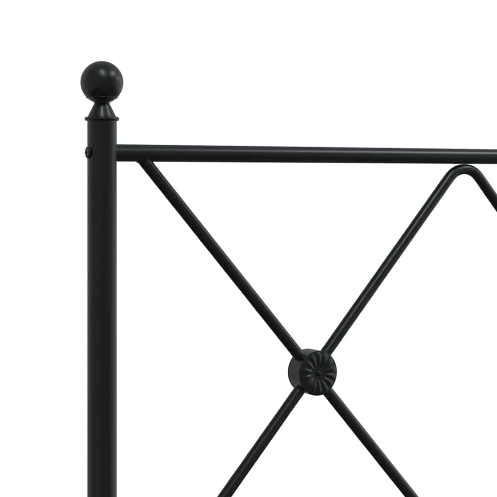 Metal Bed Frame with Headboard Black 100 X 190 Cm
