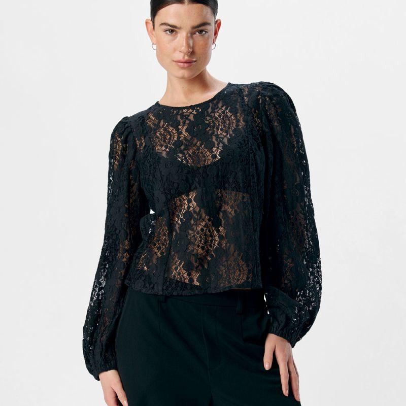 Blouse à dentelle Beverly manches longues Femme OBJECT