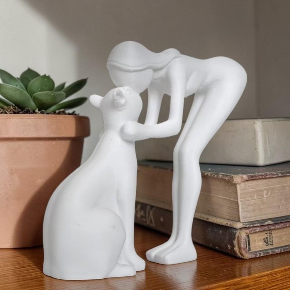 Nordic-Style Cute Cat Figurine Decoration Desktop Ornaments Kissing Cat Statues Home Office