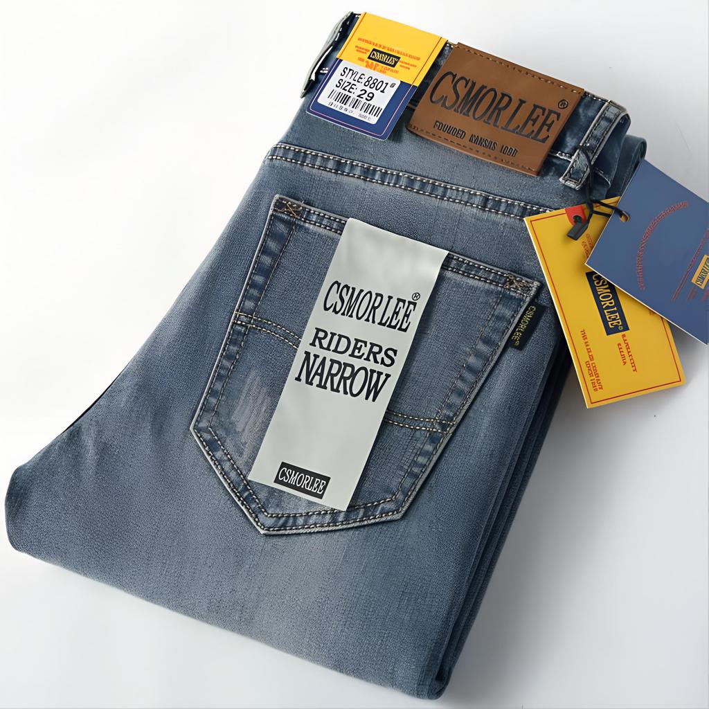 Spring, Summer, Autumn and Winter Men's Straight Leg Youth Stretch Jeans