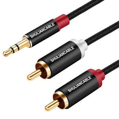 SHULIANCABLE till 2RCA Konvertering Stereo Ljud Hane till RCA-kabel Y-splitter Design Kompatibel med 3,5 mm kabel, 2 Hane Smartphones, Surfplattor, TV, etc.