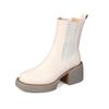 Qirui shoes Thick-soled Chelsea boots, leather inside and outside, simple and elegant