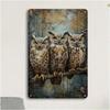 Tin Sign Wall Art Decor - Vintage Owl on Branch 20x30 cm for Bar Interior Gift
