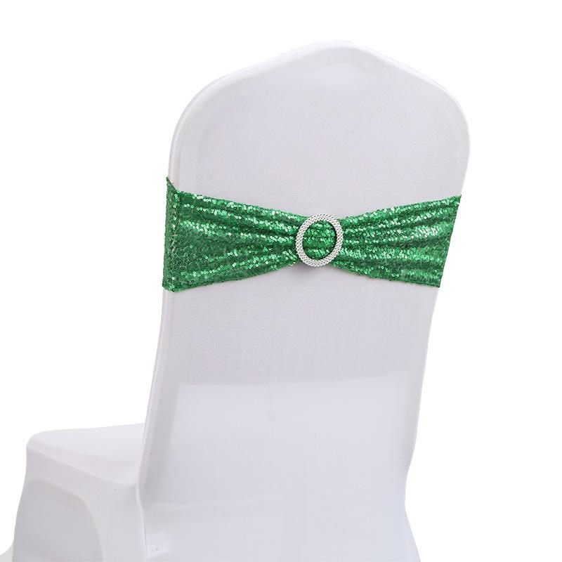 

No-Tie Elastic Sequin Strap Polyester Chair Cover Bow 15cm*35cm/22g зелёный