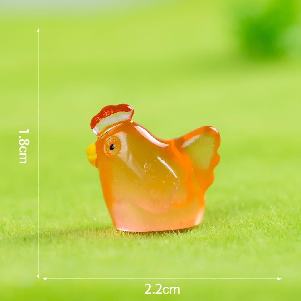 Luminous Rooster Resin Ornament: Colorful Small Animal Desktop Decor