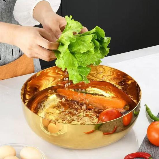 Stainless Steel Mixing Bowl Thickened Dough Kneading Basin 32cm Multi-Purpose Basin for Stirring Salads Beating Eggs Cleaning Vegetables KTY