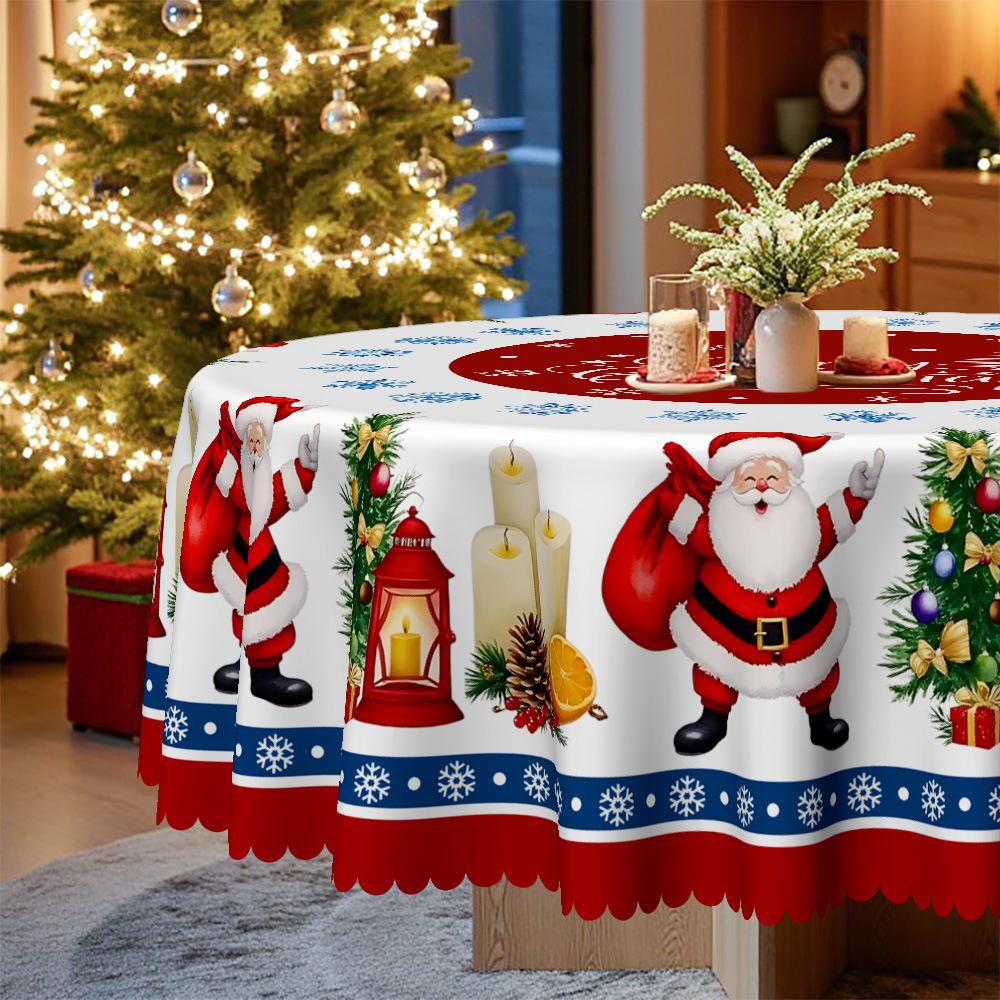 Christmas Red Tablecloth, Santa Snowflake Decoration Waterproof Coffee Table Cloth, Table Cloth Festive Atmosphere Tablecloth