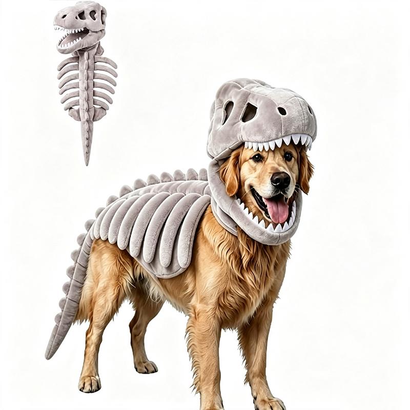 120cm/90cm Dinosaurierskelett Hundekostüm Lustiges Halloween Haustier Outfit Großes Tier Cosplay Kleidung für Hunde