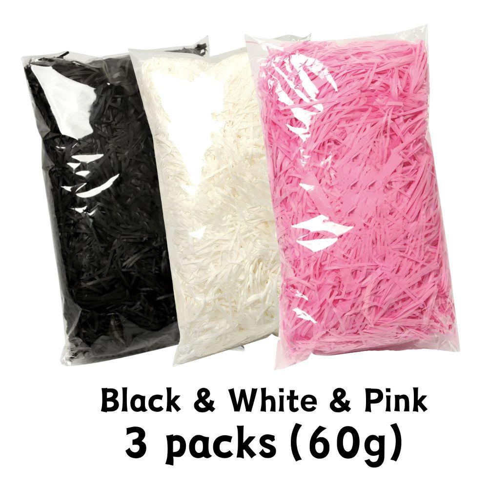 60g Raffia Paper Pink/White/Black Protect Buffer Shredded Paper Birthday Anniversary Party Gift Box Decoration Basket Filler YMY
