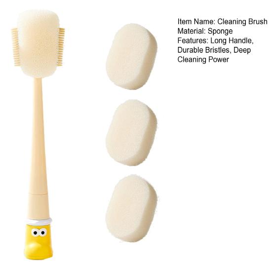 5 in 1 Bottle Cleaning Brush with Long Handle Baby Bottles Straws Nipples Narrow Containers Sponge Knot Cleaning Brush