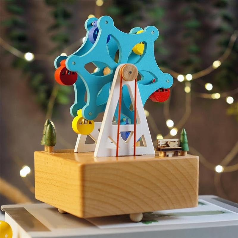 M-Modern-Holz Buntes Holzrad Spieluhr - Ein personalisiertes Geschenk für Ihre Tochter, Enkelin - Perfekt für Geburtstage D