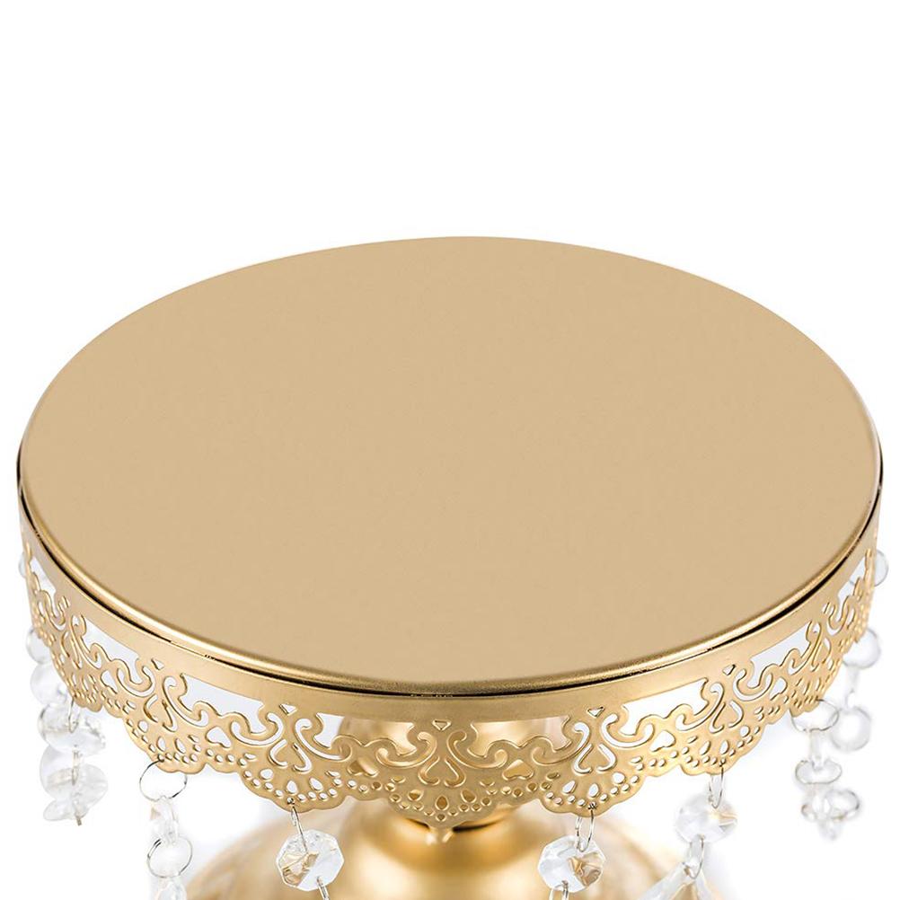 Gold Metal Cake Stand with Crystal Medium Tiered Dessert Fruit Plate Tray for Party Wedding