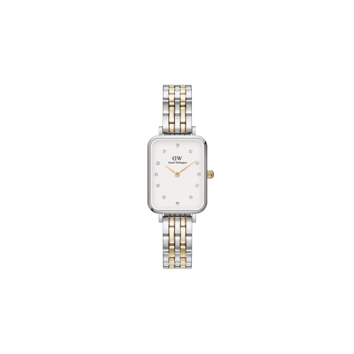 

[Official Limited Edition/2-Year Warranty/Authentic] Daniel Wellington DW Women s Quadro Lumine 5-Link Two-Tone GS White 20x26 Rose Gold Mother-of-Pea