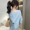 Dámský pletený kardigan z ledového hedvábí - Korejský styl, Lehký, Krátká šála se zadním rozparkem a vázáním, Perfektní svrchní oděv proti slunci