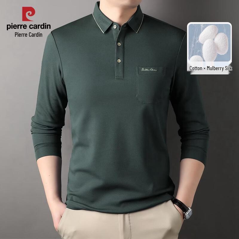 Pierre Cardin Men's Silk Blend Cool Breathable Long Sleeve Polo T-Shirt