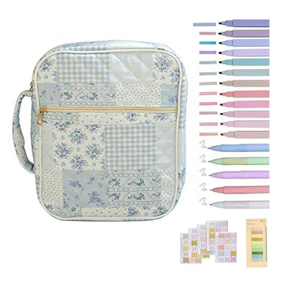 

Quilted Bible Case Women Floral Bible Cover Case with Handle Study Supplies Bag Portable Bible Carrying Case Includes Tabs And Highlighter Pens J