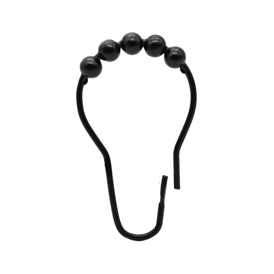 

10 шт. крючков для штор, прочная несущая фиксация, металл, 5 бусин, кольцо для подвешивания занавески для душа, хозяйственные принадлежности чёрный