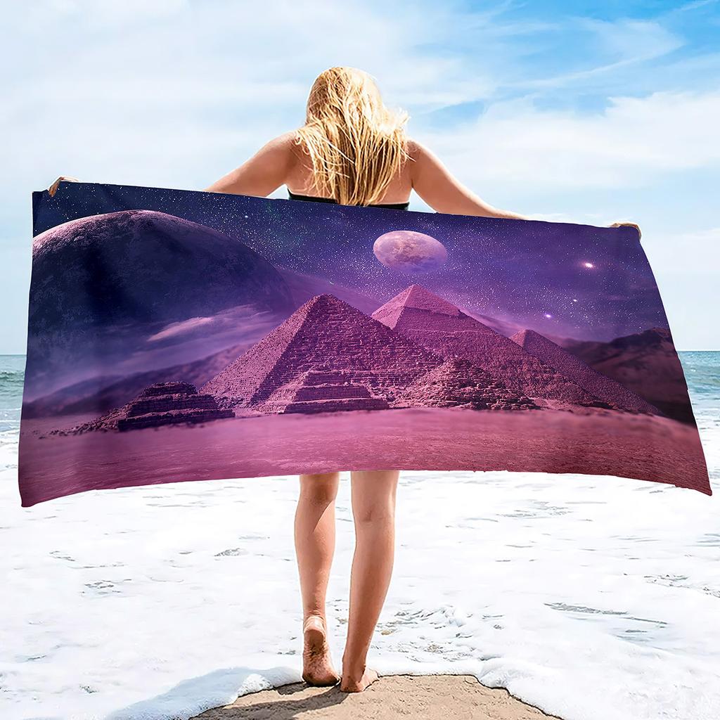 Pyramid Series Seaside Vacation Beach Towel Swimming Bath Towel Microfiber Sports Towel