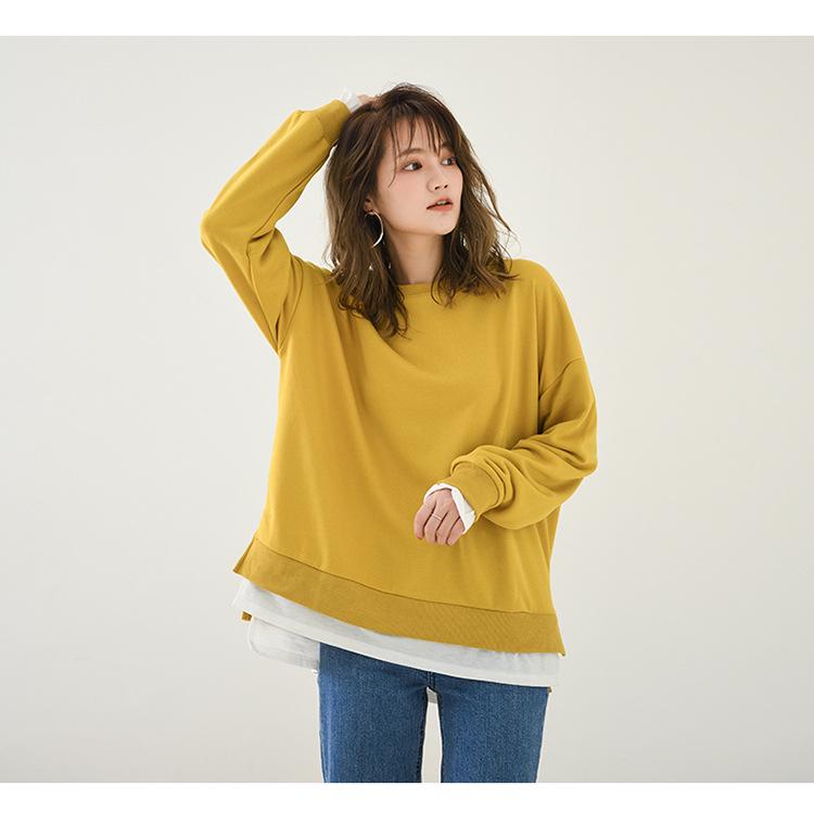 Dámské 2021 Jaro/Podzim Froté Dvoudílný Styl Středně Dlouhé Volné Ležérní Trendy Mikiny Pulovry, K dispozici Plus Size.