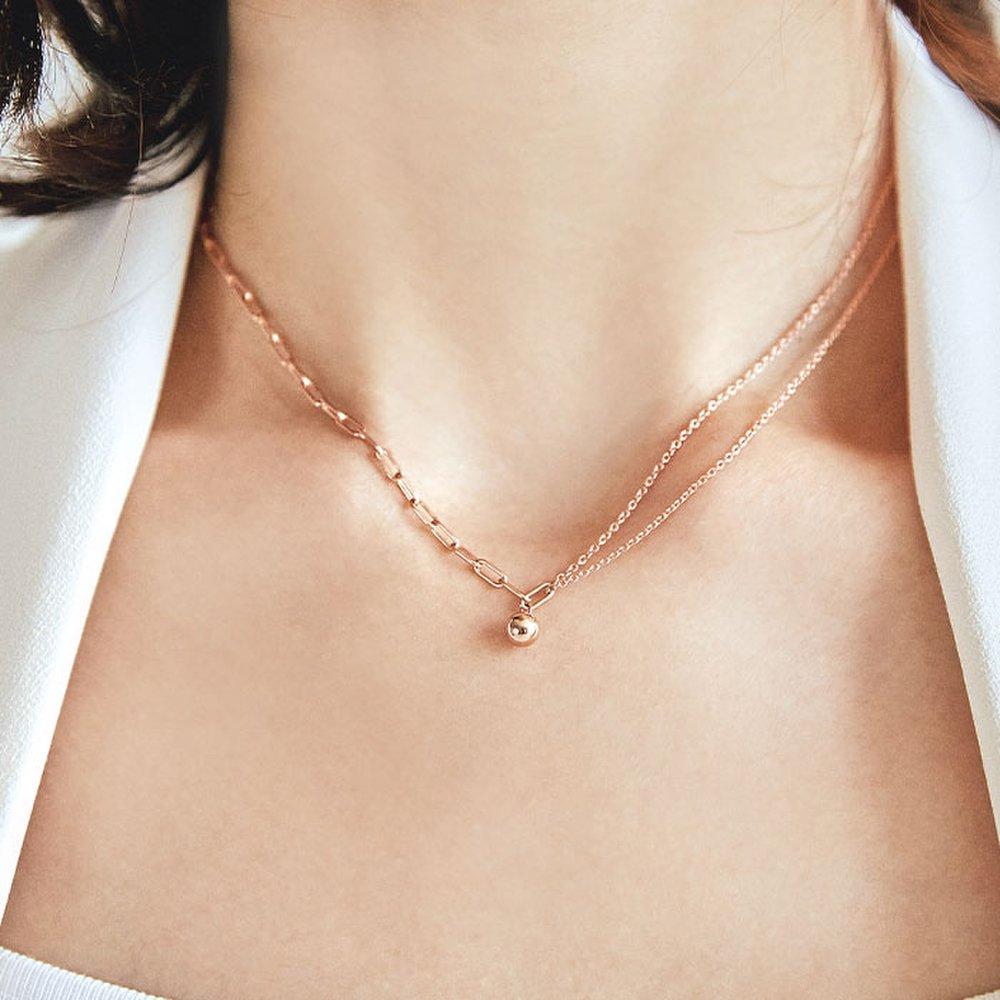 Unique Unbalanced Silver Pink Necklace Tnssvp13006M