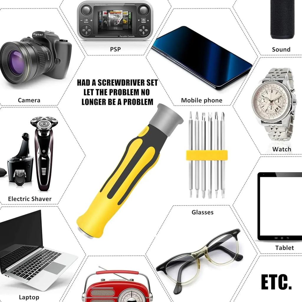 12 In 1 Screwdriver Set Magnetic Bit Cross Flat Shaped Screwdriver Head Multifunctional Precision Handheld Maintenance Tool Home