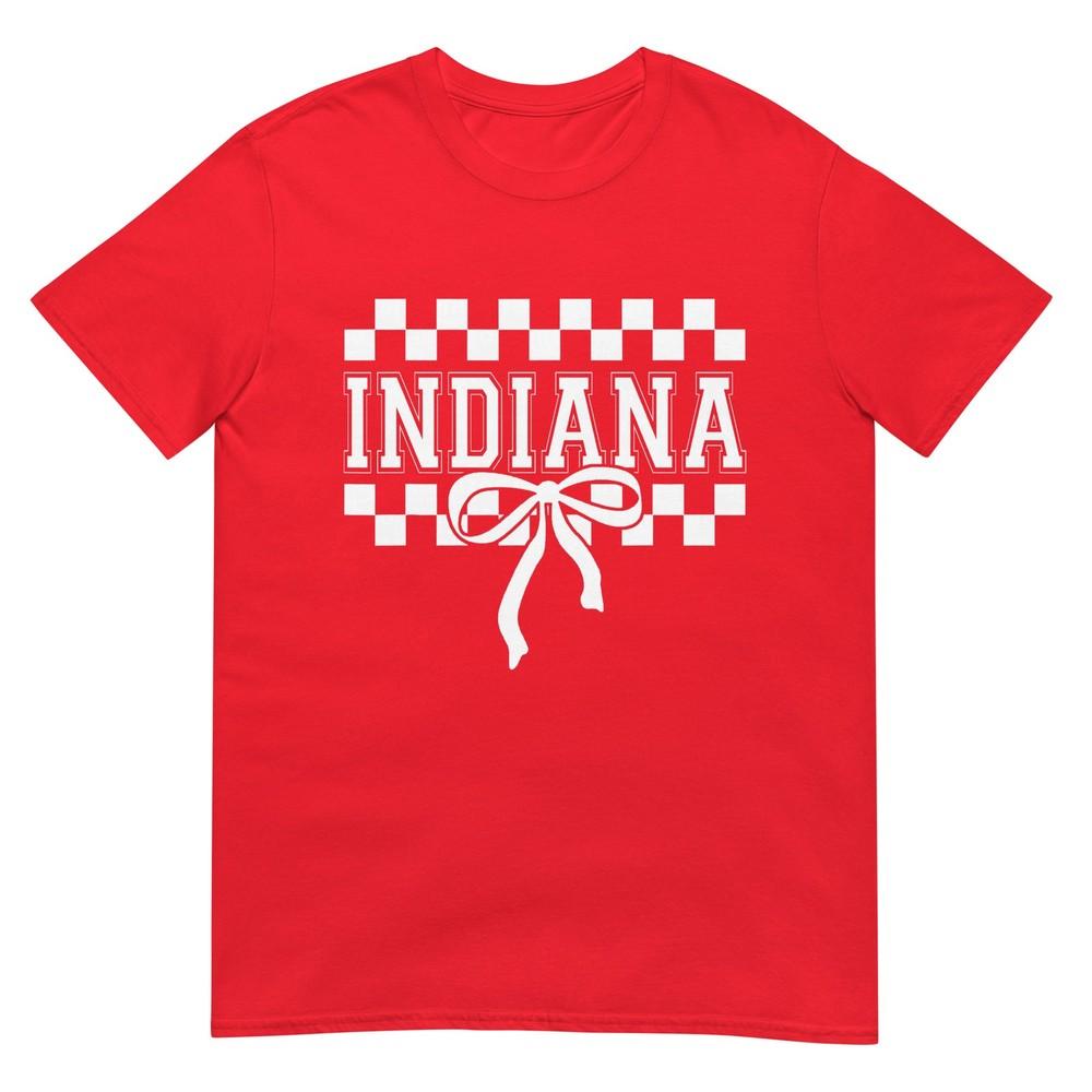 Indiana Coquette Bow Checkered Design For Unisex Girls Kids TShirt S