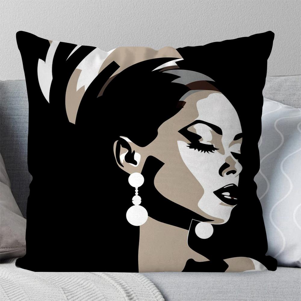 African Women Pillow Case Square Pillow Bedroom Sofa Leisure Comfort Cushion Car Living Room Home Decoration 40X40
