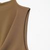 2025 Spring Women's Semi-High Neck Pleated Sleeveless Long Dress