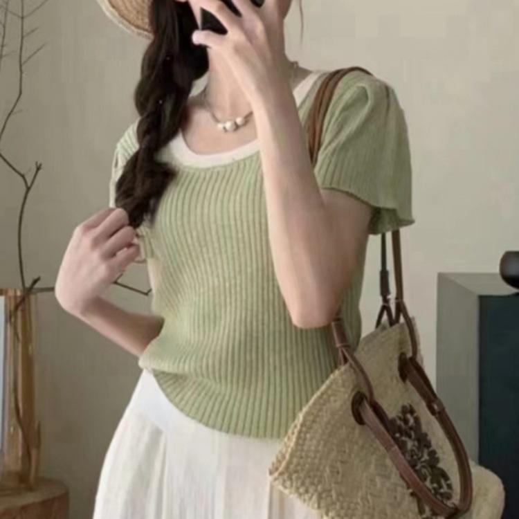 

Модная трикотажная футболка с коротким рукавом, разноцветная, женская, летняя, с круглым вырезом, узкая, короткая, уникальная, шикарная, маленькая, топы, повседневные, облегающие, пуловеры, футболки One size зелёный