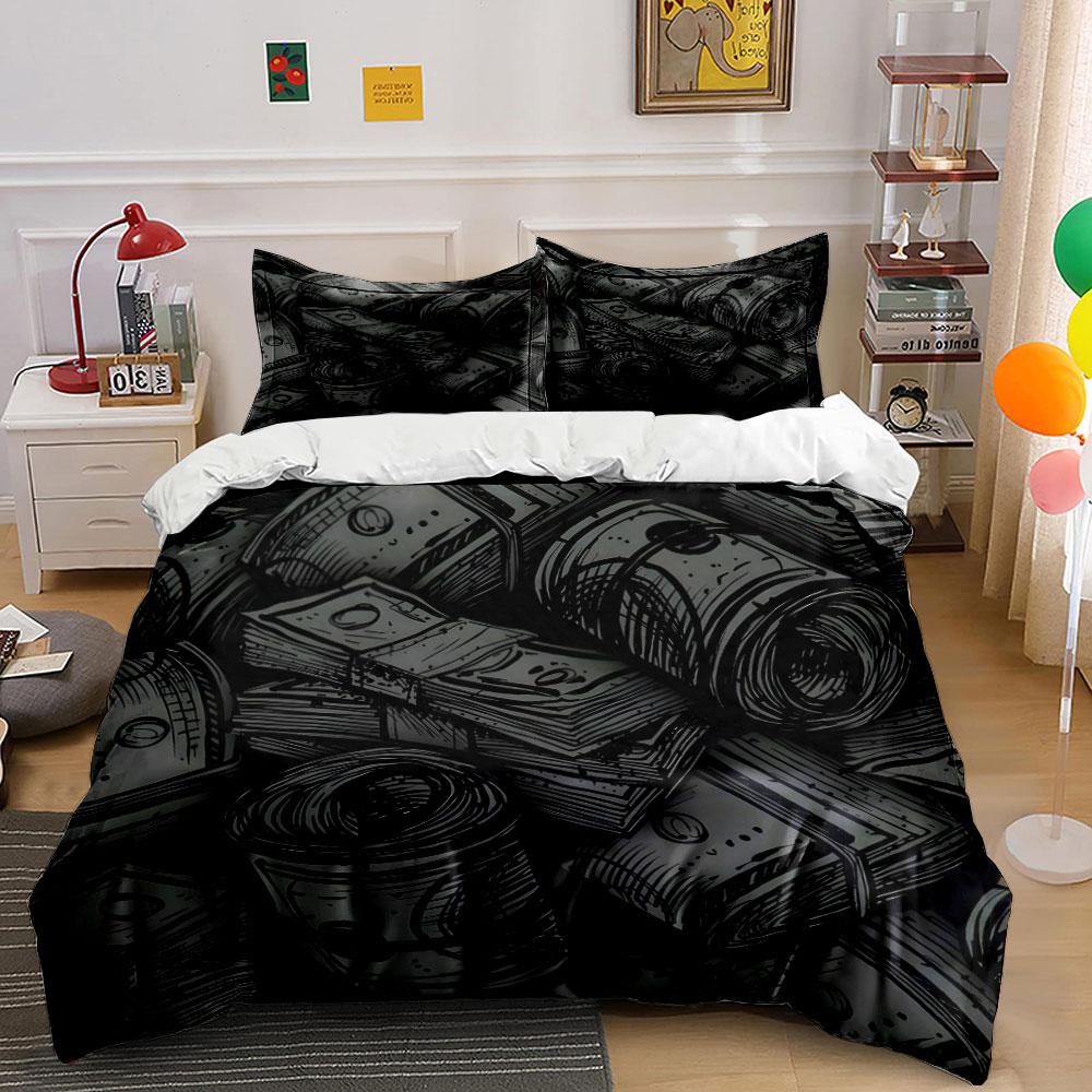 Money-Themed Art Set Decor Multiple Sizes Kid'S And Adults' Bedroom Exquisite 3Pc Bedding Set, Gift