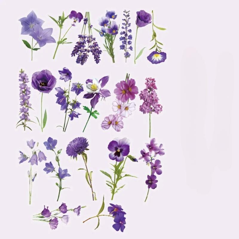 40Pcs Fresh Flowers Plants Stickers DIY Decoration PET Waterproof Stickers for Planners Scrapbooking Laptops