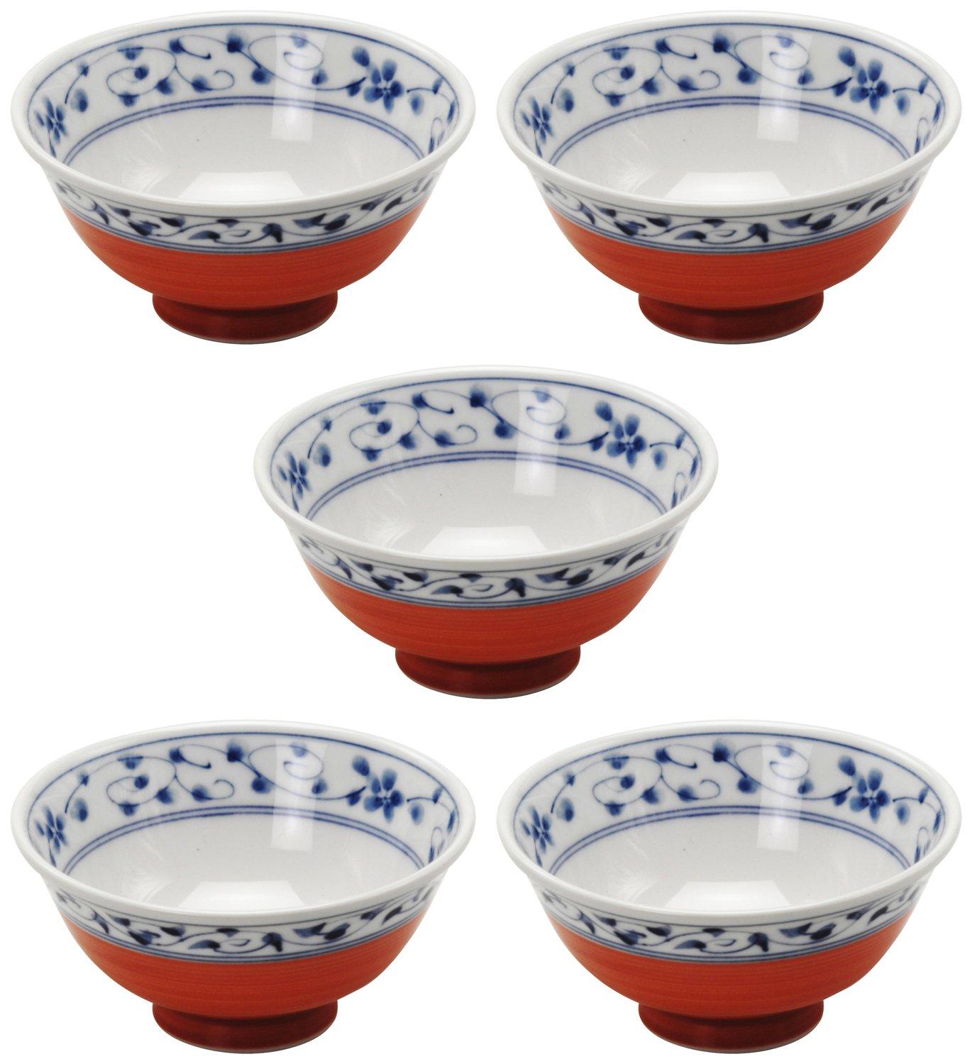 

Набор легкой посуды Мино для риса, чаши с красным свитком арабесок, 5 штук, узор, 148249(5)