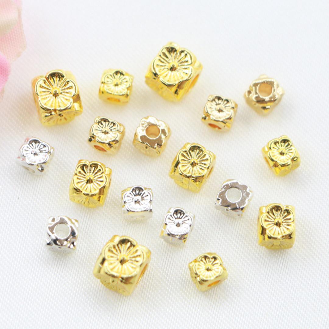 

18K Gold-Plated Four-Sided Flower Spacer Beads for Jewelry Crafting 18k, 4mm