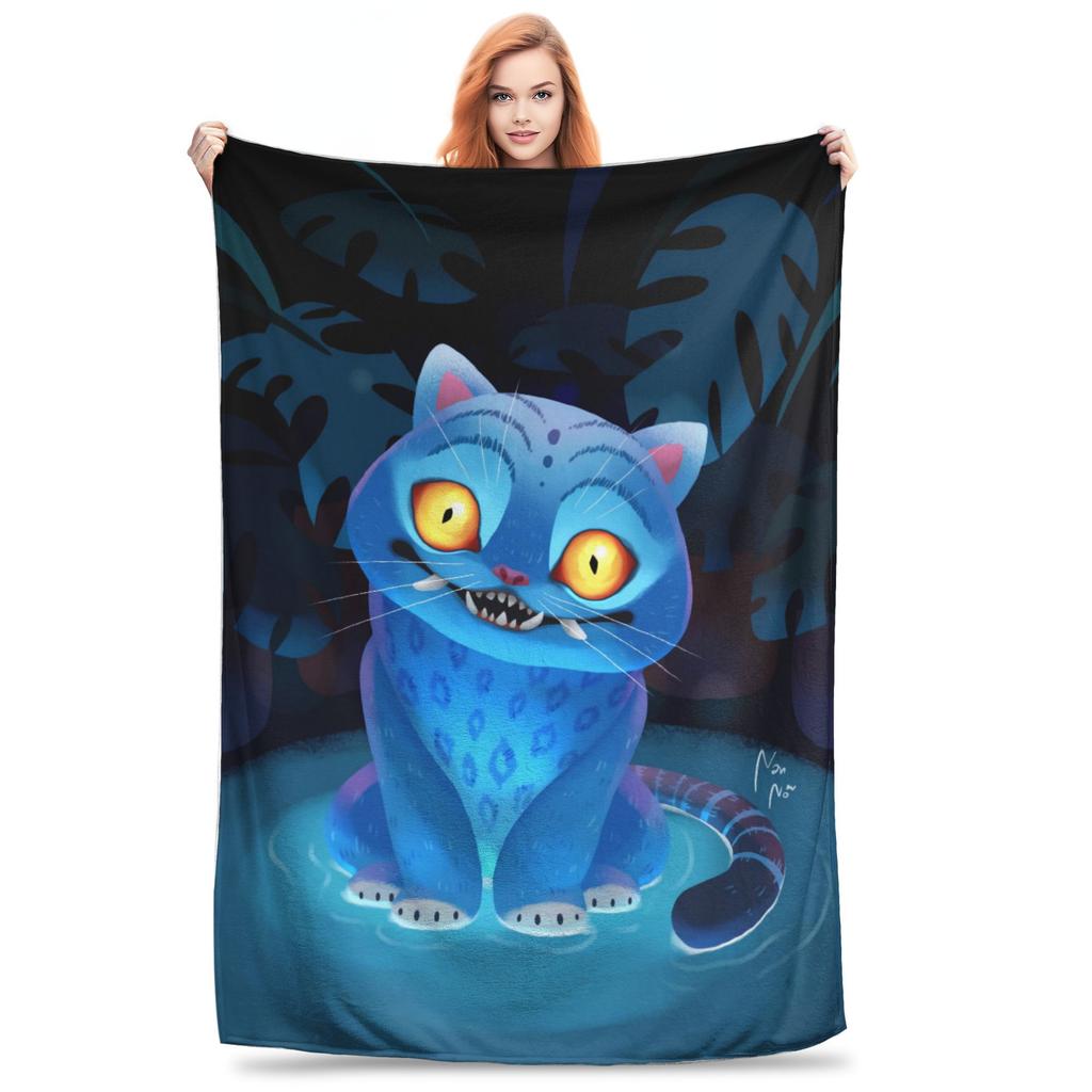 Derpy Tiger Warm Soft Blanket Kpop Demon Hunters Students Plush Throw Blanket Print Couch Chair Flannel Bedspread Sofa Bed Cover
