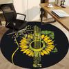 1pc Guitar Sunflower Office Round Area Rug, Indoor Mat Suitable ForOffice, Under Office Chairs Bedroom Living Room Home Decor, Room Deco T181