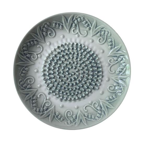 Geëmbosseerde Keramische Knoflookrasp, Vintage Patroon Gemberrasp Schijf voor Keuken, Multifunctionele Stamper voor Kaas Nootmuskaat