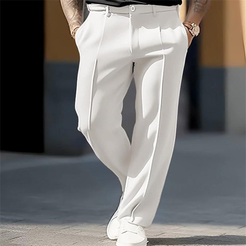 Pantaloni da completo da uomo dritti larghi drappeggiati formali casual da lavoro