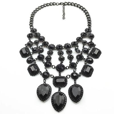 Mode Zwart Kwastje Statement Grote Slab Knoopketting Dames Indiase Etnische Maxi Grote Kraag Franje Ketting Dames Sieraden
