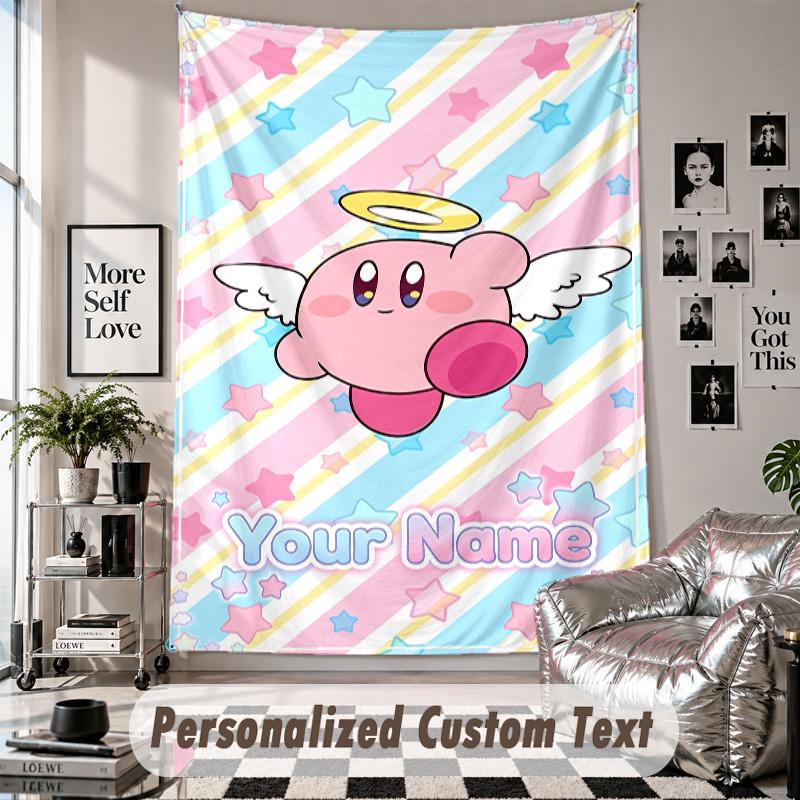 Wall Hanging Tapestry With Custom Name & Text, Kirby Decorative Tapestry For Bedroom