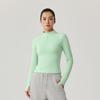 Skechers Freedom Fitness Logo Slim Fit Stand Collar Knitted Long Sleeve T-Shirt Women tops Smoke-Green P125W105-0312