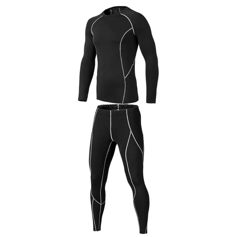 Buy Men Compression Jogging Suit Warm Sports Set Top Pants Gym Workout Tights at affordable