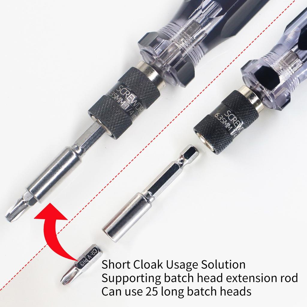 Quick to Change Double Head Screwdriver Bit 6.35mm Hexagonal Holder Screwdriver Handle Selves Locking Design