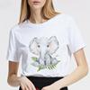 Women Tshirt Summer Round Neck Basic Cartoon Elephant Streetwear Trend Style 90S Short Sleeve Lady Clothes Female Tee Tops