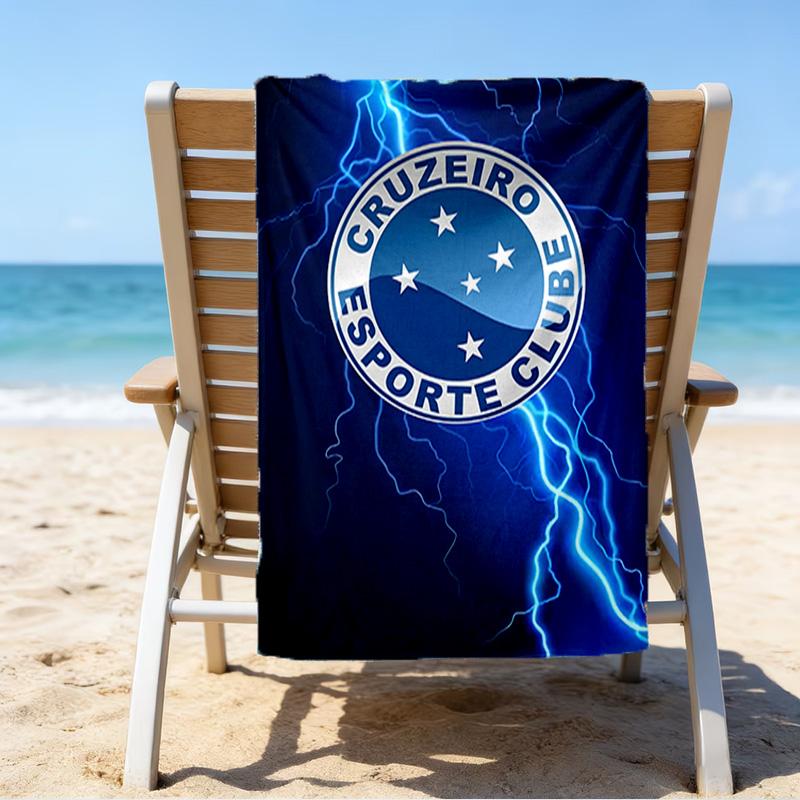 Cru-zeiro Esporte Club Crest Printed Beach Towel, Super Soft Microfiber, Perfect Gift Birthday, for Pool, Beach, Travel, for Family and Friends