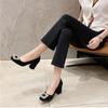 French Rhinestone Square Head Thick Heel Single Shoes Women's 2025 Spring and Autumn New Fashion Versatile Soft Leather Shallow Mouth Temperament Mid