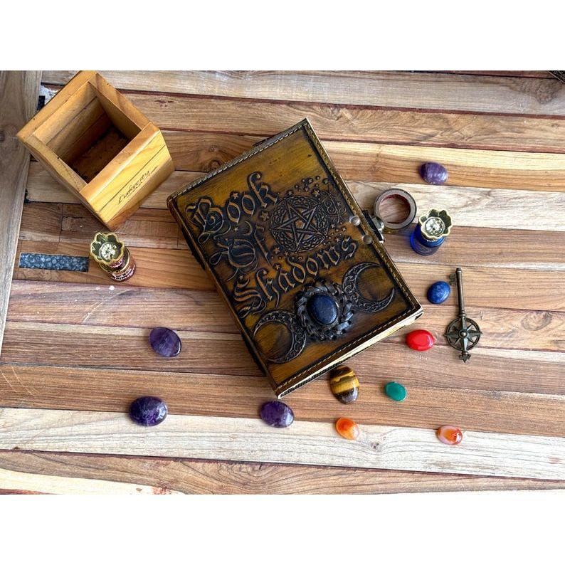 Handmade Leather Journal Book of Shadows with Loc Handmade Pepar Antique Book of Spell the Magik Circle of Life For Traveling Sketchbook