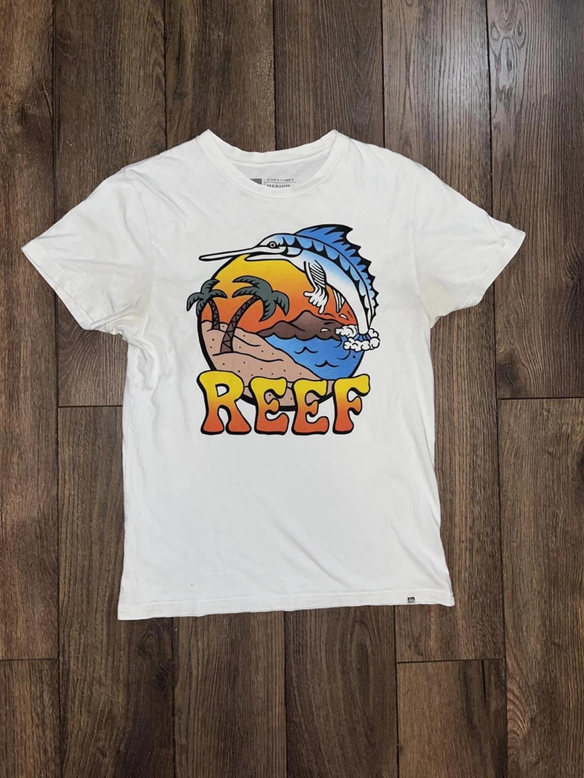 Reef Graphic T Shirt Size M White Surf Beach Logo Print Summer Skate S