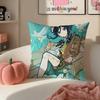 Game Genshin Venti Cushion Cover Pillowcase Short Plush Invisible zipper Room Sofa Cushion Cover
