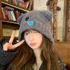 Snot Bear Knitted Hat Ear Protection Beanie Hat for Women Winter Cartoon Cute Versatile Warm Bear Hat